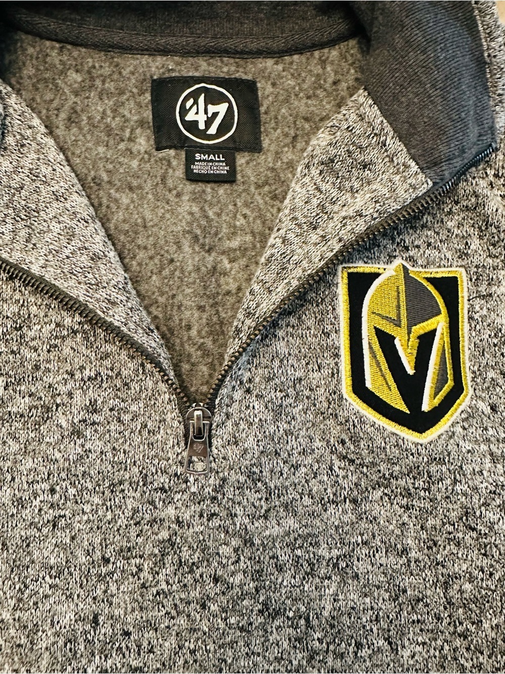 NHL 47 Vegas Golden Knights Gray and Gold Quarter-Zip Sweater Mens Small - Picture 8 of 10